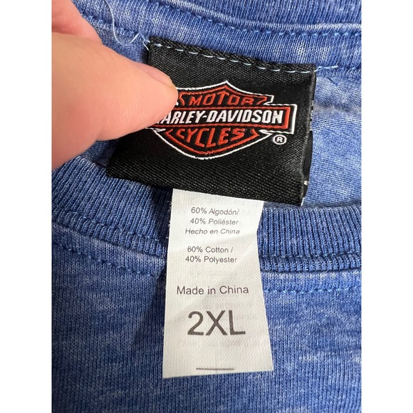 Harley Davidson Mens 2XL Blue Graphic T Shirt Freedom Motorcycles Open Road - Picture 5 of 5